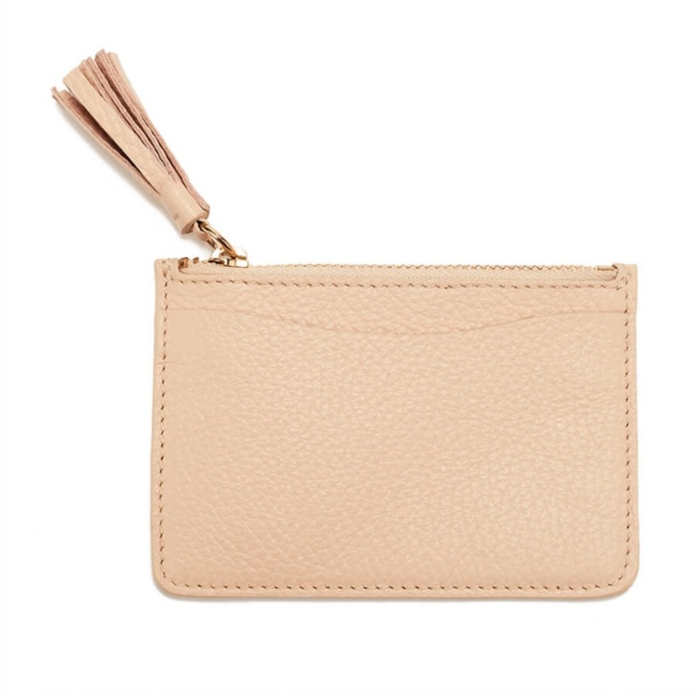 Cuyana Blush Leather Zipper Card Holder